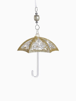 Цена за 2 шт. Ёлочная игрушка Зимнее волшебство. Зонтик - полосы, 1011.5 см, прозрачно-золотой фото 10