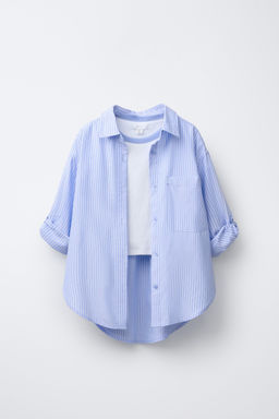 STRIPED SHIRT WITH CONTRAST RIB NECK T-SHIRT PACK - Zara фото 7