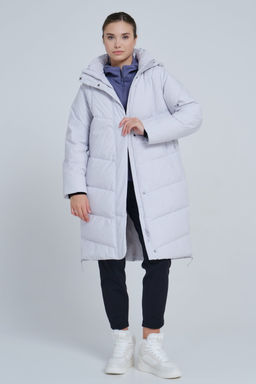 Пуховик Длинный Серо-сиреневый