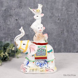 Статуэтка Пирамида: слон, обезьяна, заяц и птица 18х10х31 см / W2208А /уп 18/