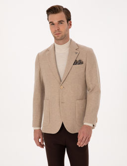 Bej Slim Fit Ceket