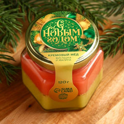 Мёд кремовый С новым годом, со вкусом фисташка-малина, 120 г - Фабрика счастья фото 2