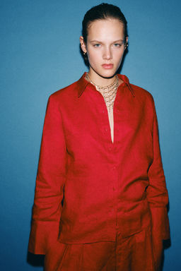 CAMISA LINO 100% ZW COLLECTION / Rojo