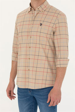 U. S. Polo Assn Мужская рубашка песочного цвета в клетку - U.s. polo assn фото 13