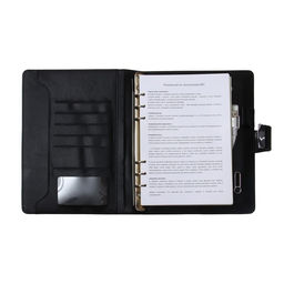 Органайзер на кольцах А5, 140 листов, в клетку, с ручкой, сканером пальца, зарядкой в подарочной коробке, обложка ПВХ, чёрный - Simaland фото 4