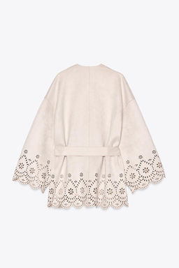 OPENWORK SUEDE-EFFECT TRENCH COAT - Zara фото 6