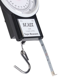 Весы-безмен механические, до 22 кг, с рулеткой, цена деления 250 г, чёрные