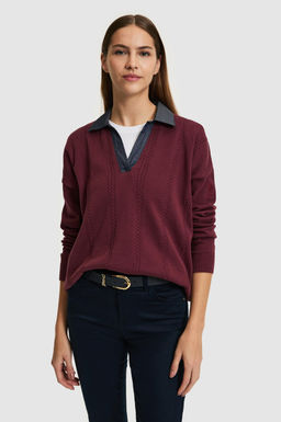 Джемпер U.S. Polo Assn VR177 бордовый из хлопка