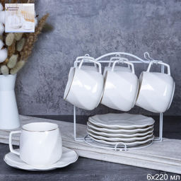 Чайный набор 12 предметов 220 мл витая форма / GH03-12M 220 /уп 8/ Костяной