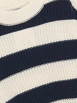 Bisiklet Yaka ?izgili Uzun Kollu K?z ?ocuk Triko Kazak - Waikiki фото 2