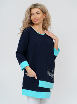 853 Туника "т.синий/бирюза"