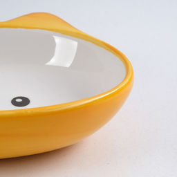 Миска керамическая овальная Кошачья мордочка 200 мл 14 х 12 х 3,5 см, жёлто-оранжевая - Пижон фото 3