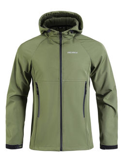 Ветровка спортивная мужская с капюшоном softshell цвета хаки 9563Kh