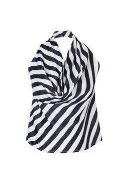 Siyah Beyaz Cizgili Degaje Yaka Dokuma Bluz TWOSS26BZ00495