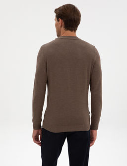 Vizon Melanj Slim Fit _eyrek Yaka Basic Triko Kazak - Pierre cardin фото 5