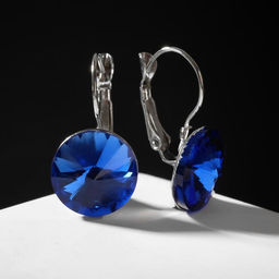 Цена за 2 шт. Серьги со стразами «Яркая классика», синие в серебре, d=1.4 см