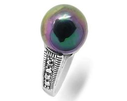 Кольцо из серебра жемчуг swarovski, марказит, SL-AGA36ч