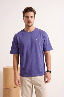 Mor Oversize/Geni_ Kesim Nak__l_ %100 Pamuk T-Shirt TMNSS26TS00048 - Trendyolmilla фото 2