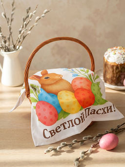 Салфетка пасхальная на стол «Пасхальный кролик» 65×65 см