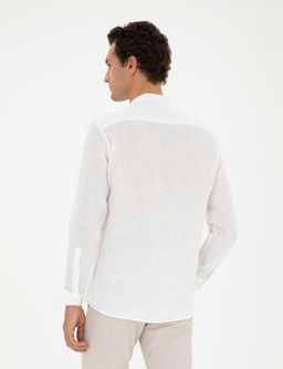 Beyaz Regular Fit %100 Keten G_mlek