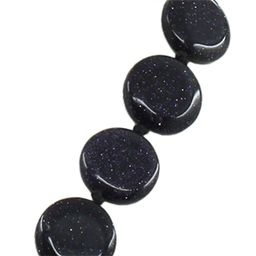 Бусы авантюрин синий "Звездное небо", плоские круглые 14 мм, короткие 50см