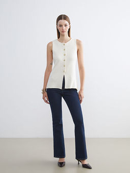 Bisiklet Yaka Kad?n Triko Yelek