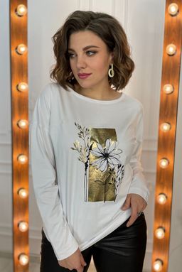 Свитшот Rumoda 2054/1 белый/принт золото