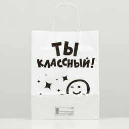Цена за 10 шт. Пакет подарочный Классный!, 24 х 10,5 х 32 см - UPAK LAND фото 2