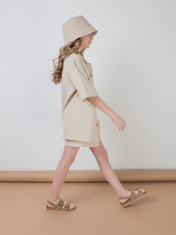 Рубашка хлопковая "Песок" с коротким рукавом 7+