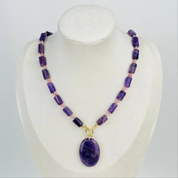 Колье из Аметиста и розового Кальцита