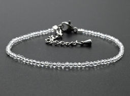 Браслет из граненых бусин мелких 2мм циркон цв.хрусталь, 17см