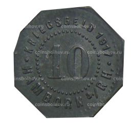 Монета 10 пфеннигов 1917 года Германия Нотгельд Хамборн