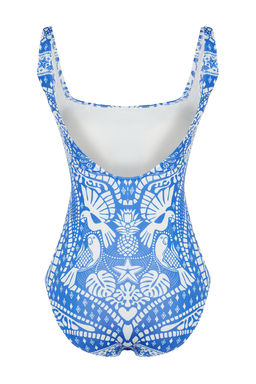 TRENDYOLMILLA Tropikal Desenli Kare Yaka Regular Mayo TBESS24MA00054  фото 8