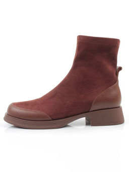 01-H24B-34HJ BROWN Ботинки демисезонные женские (натуральная кожа, искусственная замша)