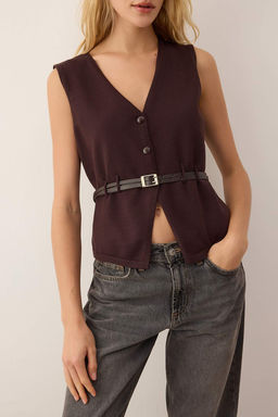 Limited Edition Kahverengi Premium Iplik/Ozel Iplik Triko Yelek TWOAW26YE00033 - Trendyolmilla фото 3