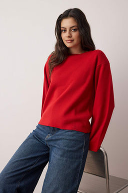 Koyu K?rm?z? More Sustainabe Basic Triko Kazak TWOAW25KZ00313