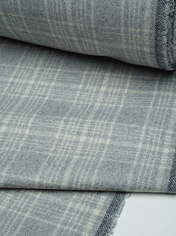 Шерсть пальтово-костюмная Твид Клетка цв.белый на св.сером, ш.1.5м, шерсть-60%, п/э-40% - Купава фото 5