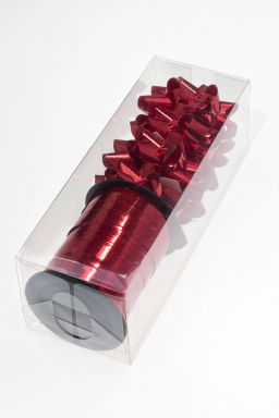 Набор для упаковки: бант 5,5 см (4 шт), лента 1 см*10 м (1 шт), SF-7825, красный №2 - Больше подарков фото 2