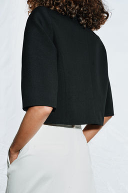 BLAZER CROPPED MANGA CORTA ZW COLLECTION / Negro - Zara фото 3