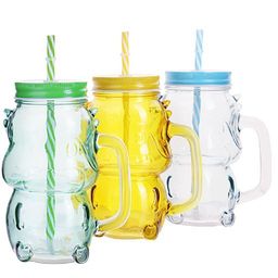 27814 Банка с ручкой для смузи 0,550 с трубочкой LR(х24) цвет в ассортименте - Mayer&boch фото 3