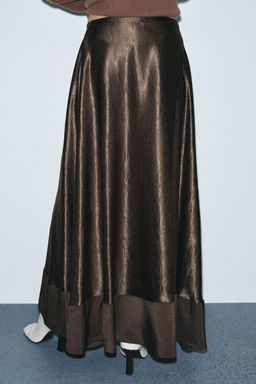 ZW COLLECTION LIMITED EDITION SATIN MIDI SKIRT - Zara фото 7