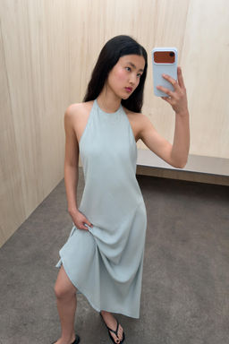 VESTIDO HALTER FLUIDO / Azul claro - Zara фото 3