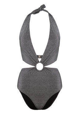 TRENDYOLMILLA Saks Derin V Yaka Cut Out/Pencereli Aksesuarl? Simli Regular Mayokini TBESS25MY00005  фото 9