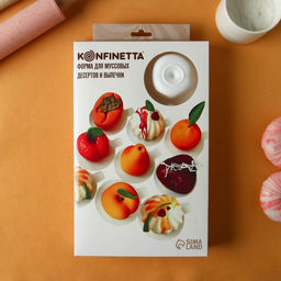 Форма для муссовых десертов и выпечки KONFINETTA Персики, силикон, 29,5?17?4,5 см, 8 ячеек, цвет белый  фото 7