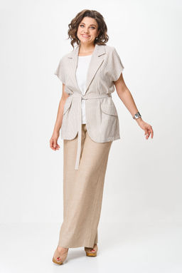 Костюм Michel Chic 1429 бежевый белый полоска