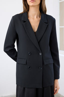 Antrasit Regular Astarl? Dugme Detayl? Dokuma Blazer Ceket TWOAW21CE0264