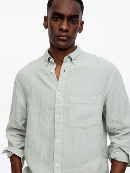 Camisa de lino holgada - H&m фото 8