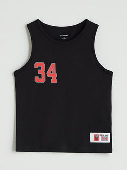 Bisiklet Yaka Bask?l? Erkek ?ocuk Atlet