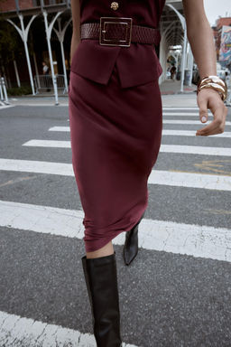 CONTRAST MIDI DRESS WITH WAISTCOAT AND BELT - Zara фото 3