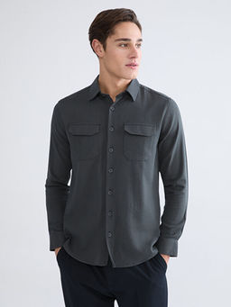 Regular Fit Keten Kar???m Erkek G?mlek